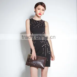 Maxnegio Guangzhou Clothing Manufacturer Vfemage With Gold Eyelet Ladies Casual Dress thumbnail-3