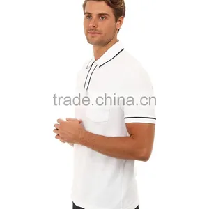 Fashion Shorts Mens Cut Sew Polo Shirts Plain White thumbnail-2