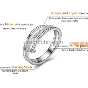 Ally Express Cheap Wholesale High-end S925 Silver Jewelry AAA+ Zirconia Adjustable Finger Nail Ring thumbnail-5
