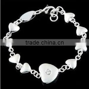 Fashion Silver Heart Link Bracelet Jewelry, High Quality Heart Charm Jewelry, Valentine Jewelry thumbnail-1