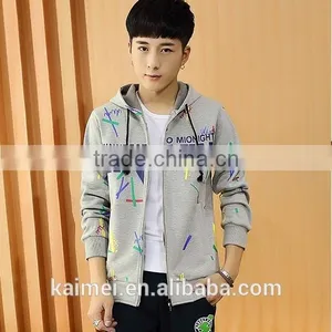 2017 Wholesale Beautiful Design Amazing Quality Eco-friendly Breathable Anti-wrinkle Cute Printed Zipper Hoodie thumbnail-1