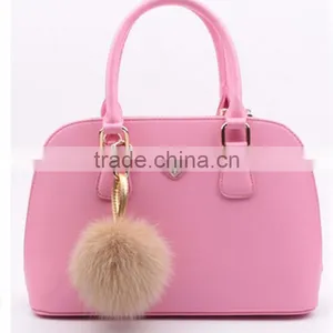 Myfur Cute Baby Pink Color Custom Real Fox Fur Balls Key Ring thumbnail-4