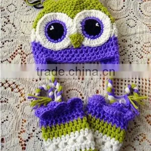 Crochet Owl Hat Leg Warmer Set thumbnail-1