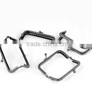 Metal Frame Kiss Clasp Lock For Purse Bag Gunmetal 8.9x5.1cm(Open:9.6x8.9cm),2Pc,Hottest thumbnail-1