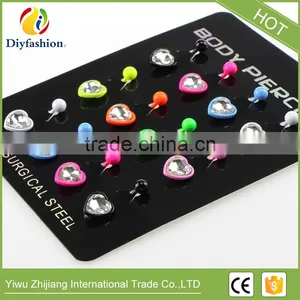 Fluorescence Surgical Trendy Stainless Steel Heart Shape Belly Buttoning Sexy Body Piercing Jewelry thumbnail-6