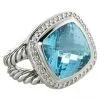 Sell Sterling Silver Ring With Swiss Blue Topaz and Diamond thumbnail-1