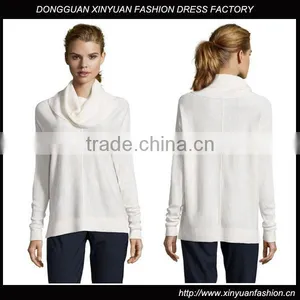 Womens White Wool Knit Cowl Neck Winter Sweater thumbnail-1
