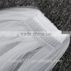 2017 Wholesale Wholesale White Wedding Lace Bridal Veils Fashionable Long Tulle Bridal Veils thumbnail-6