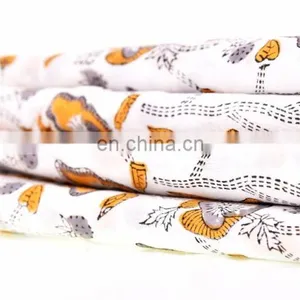 Indian 2017 Floral Design Hand Block Print Fabric Crafting For Dress Beautiful Running Cotton Fabric By Meter thumbnail-1