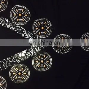 Women's Black Colour Lycra (Stretchable) With Diamond Stone Work / Georgette & Printed Satin On Sleeves (dubai Abaya 2017) thumbnail-2