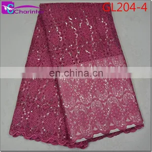 High Quality African Organza Sequin Lace Fabric GL204 thumbnail-5