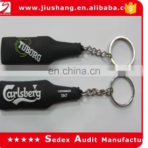 Custom Black Color Soft Rubber Pvc Keychains With Bottle Shape thumbnail-1