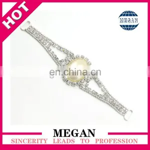 Sliver Rhinestone Connector With Big Pearl for Bikini&crystal Headband Connector thumbnail-1