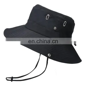 Cheap Foldable Sun Custom Bucket Hat Summer Cotton Cap Wholesale Fishing Boonie Brim Sun Safari Hat With Strings thumbnail-2