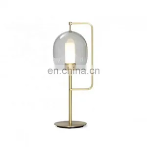 Wholesale Modern Amber Clear Glass Gold Metal Table Lamp For Hotel thumbnail-2