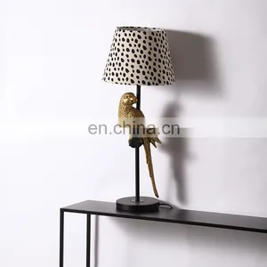 Parrot Shape Gold Bird Animal Statue Decoration Small Resin Vintage American Desk Lamps for Gift thumbnail-1