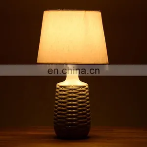 New Design of Rattan Pattern Ceramic Desk Lamp for Indoor Room thumbnail-3