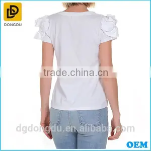 White Dongguan Factory Graments Casual T Shirt for Women 2016 thumbnail-3