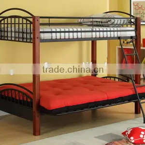 WOOD POST TWIN FULL METAL BUNK BED thumbnail-2