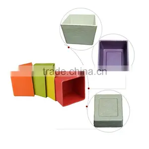 Bamboo Fiber Multicolored Circle Flower Plant Pots thumbnail-1