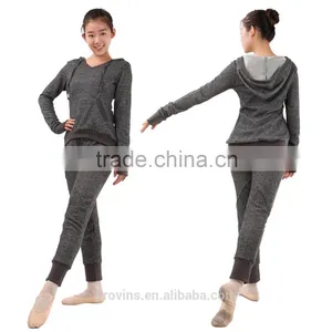Women Dance Wear, Dance V Neck Thumb Hole Hoodie Top, Ballet Dance Warmer thumbnail-1