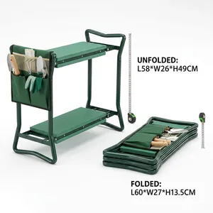 Lightweight Foldable Metal Frame Thick Soft EVA Padded Portable 2 in 1 Kneeler Stool With Storage Bag Garden Bench Kneeler thumbnail-4