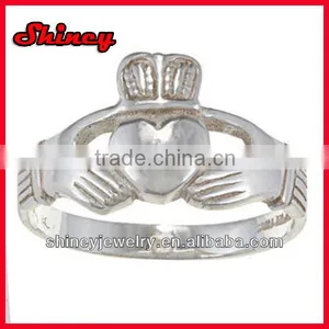 Nickel Free Polished Finish 925 Sterling Silver Irish Claddagh Friendship and Love Ring thumbnail-1