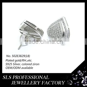 2015 Fashion Heart Shape 925 Silver White Zircon Rhodium Plated Screw Back Stud Earrings From Sls Jewelry thumbnail-4