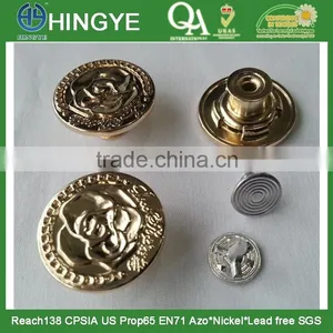 Ligh Gold High Gloss Zinc Alloy Removeable Jeans Tack Button -- JB1412009 thumbnail-1