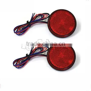 BJ-BL-002RR Round Red Lens Red LED Reflectors Brake Light for Universal Motorcycle ATV Scooter Bicycle thumbnail-1