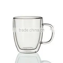 300-450ml Double Wall Glass Cup With Handle Double Wall Glass Thermos Cup thumbnail-1