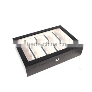 FS1701 Wooden Watch Display Box Large Black Painting Display Glass Top Quality Choice thumbnail-1