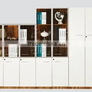 MDF Modern Style Bookcase With Glass Doors Model thumbnail-2
