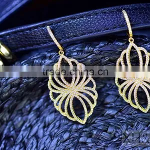 Fashion Jewelry 925 Silver Prong-setting Women Leaf Belt Earrings thumbnail-1