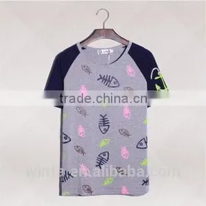2014 the Latest Fashionable Fishbone Pattern T-shirt for Lovers thumbnail-1