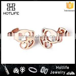 2016 Chinese New Year 316L Stainless Steel Rose Gold Plated Lucky Monkey Earring for Women thumbnail-1