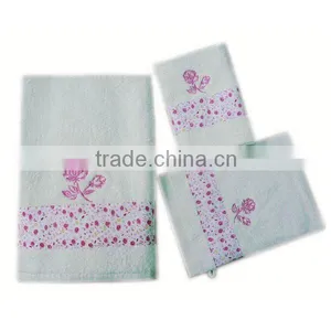 Promotion Cotton TC Fabric Towel With Flower Embroidery thumbnail-1