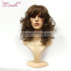 Middle Length Beautiful Wavy Natural Black Human Hair Wig thumbnail-1