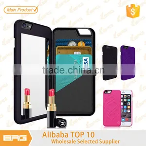 Colorful Matte Hard Case for IPhone 6 With pu Credit Card Slots, Accessary Mirror Case for IPhone 6 4.7" thumbnail-1