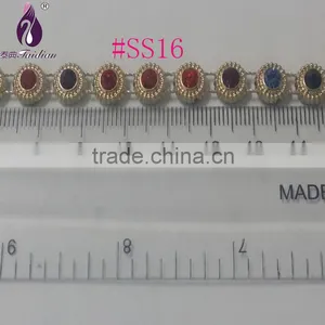 Gold UV Electroplating Diamond Trimming. Crystal Rhinestone BandingSS12 Rhinestone Banding . Wholesale thumbnail-2