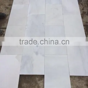 30 x Free Lenght Sandblasted Turkish White Marble Tiles thumbnail-1