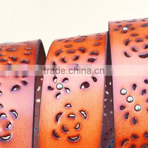 Woman Fashion Genuine Leather Ladies Leather Belt With Rivets thumbnail-2