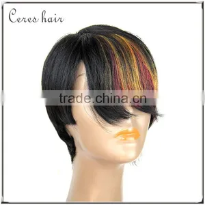 Three Tones Fashional Short Human Hair Wig British Hair Wigs for Yong Women thumbnail-5