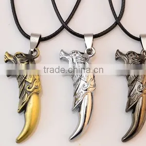 Popular Personality Stainless Steel Bronze Wolf Tooth Pendants Necklace thumbnail-1