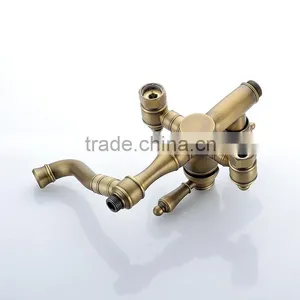 Popular Antique Style Bathroom Gold Colored Brass Rainfall Shower Set Antique Bronze Surface Mounted Bath Shower Set thumbnail-5