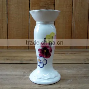 White With Decal Ceramic Candle Holder thumbnail-1