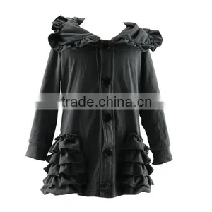 Wholesale 2016 Fall Warm Ruffle Hoodie Baby Girls' Coat thumbnail-6