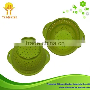 2014 Best Seller Non-toxic Portable Silicone Colander Bowl With Stainless Steel thumbnail-1
