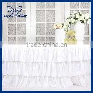 SK001K New 2015 Ruffled Elegant Polyester Ruffled Pleated Steps in Bridal White Table Skirts thumbnail-1