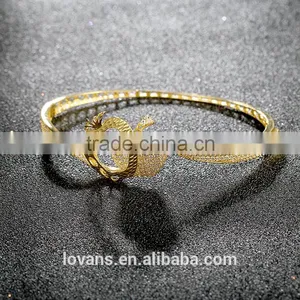 925 Sterling Silver Gold Plated Lion Head Bangle Bracelet SBG891Y thumbnail-2